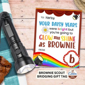 Etiqueta de regalo personalizada para Scouts: canasta de regalo de Daisy a Brownie, recuerdo de fiesta, tarjeta de regalo de fin de año Scout, kit de enlace para líderes de tropa
