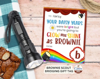 Etiqueta de regalo personalizada para Scouts: canasta de regalo de Daisy a Brownie, recuerdo de fiesta, tarjeta de regalo de fin de año Scout, kit de enlace para líderes de tropa