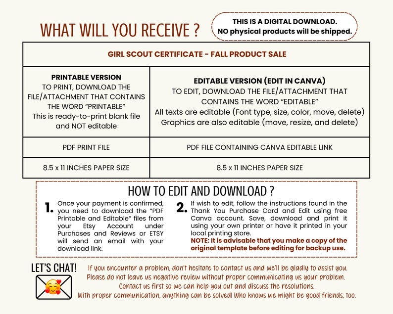 Editable Girl Scout Certificate Fall Product Sale Certificate, Scout ...