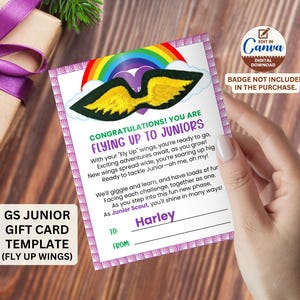Personalize Scout Bridging Gift Card Brownie to Junior Fly Up Wing Badge Holder, Troop Leader Bridging Kit Scout Year End Party Favor Ideas