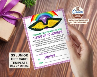 Personalize Scout Bridging Gift Card Brownie to Junior Fly Up Wing Badge Holder, Troop Leader Bridging Kit Scout Year End Party Favor Ideas