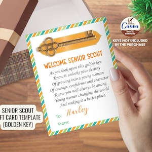 Étiquette-cadeau de transition scoute personnalisée modèle de carte-cadeau poème clé d'or scout senior, kit de transition de chef de troupe, idées cadeaux de fin d'année