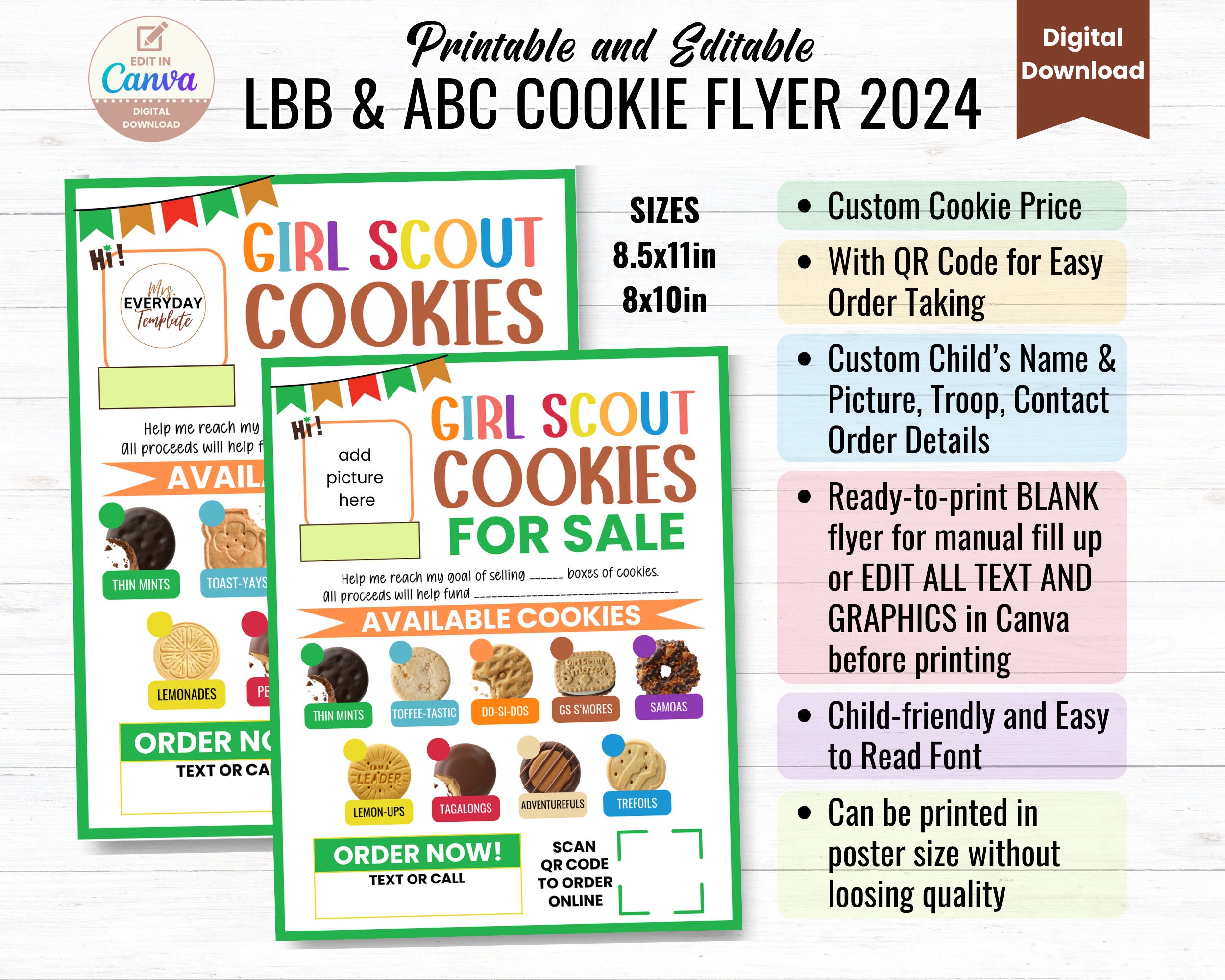 Girls Scout Cookie Sales Flyer 2024 for LBB & ABC Cookies Order Form ... image.