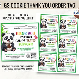 Bewerkbaar scoutskoekje tag voor bedankje met QR-code visitekaartje cookie aangepast leveringsbewijs Cookie-uitverkoop Girl Scouting Cookie Seller Kit