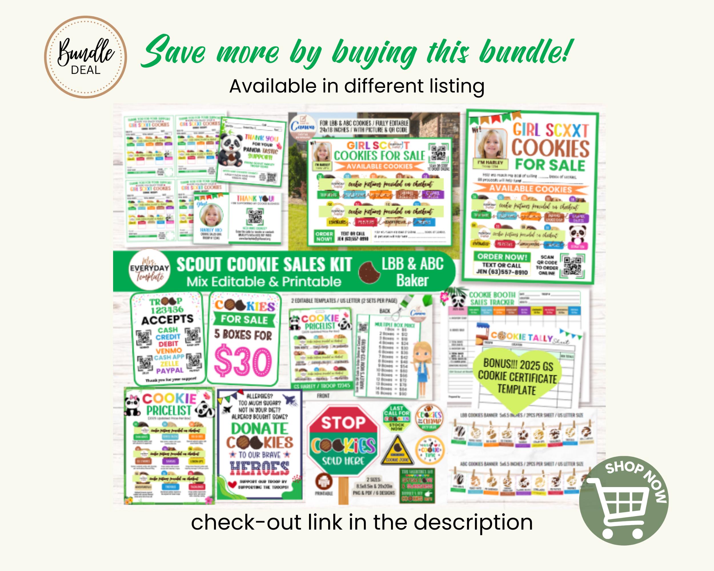 Scout Cookie Booth Display Signs Cookie Sale Poster ABC & LBB Cookie ...