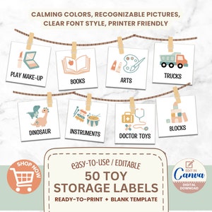 Printable Kids Toy Storage Labels, Editable Kids Toy Bin Labels, Playroom Classroom Toy Label, Montessori Daycare Toy Organization Label