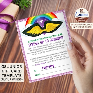 Personnalisez le porte-badge de carte-cadeau Scout Bridging pour un junior Fly Up Wing, kit de transition pour chef de troupe, idées de cadeaux de fin d'année scouts