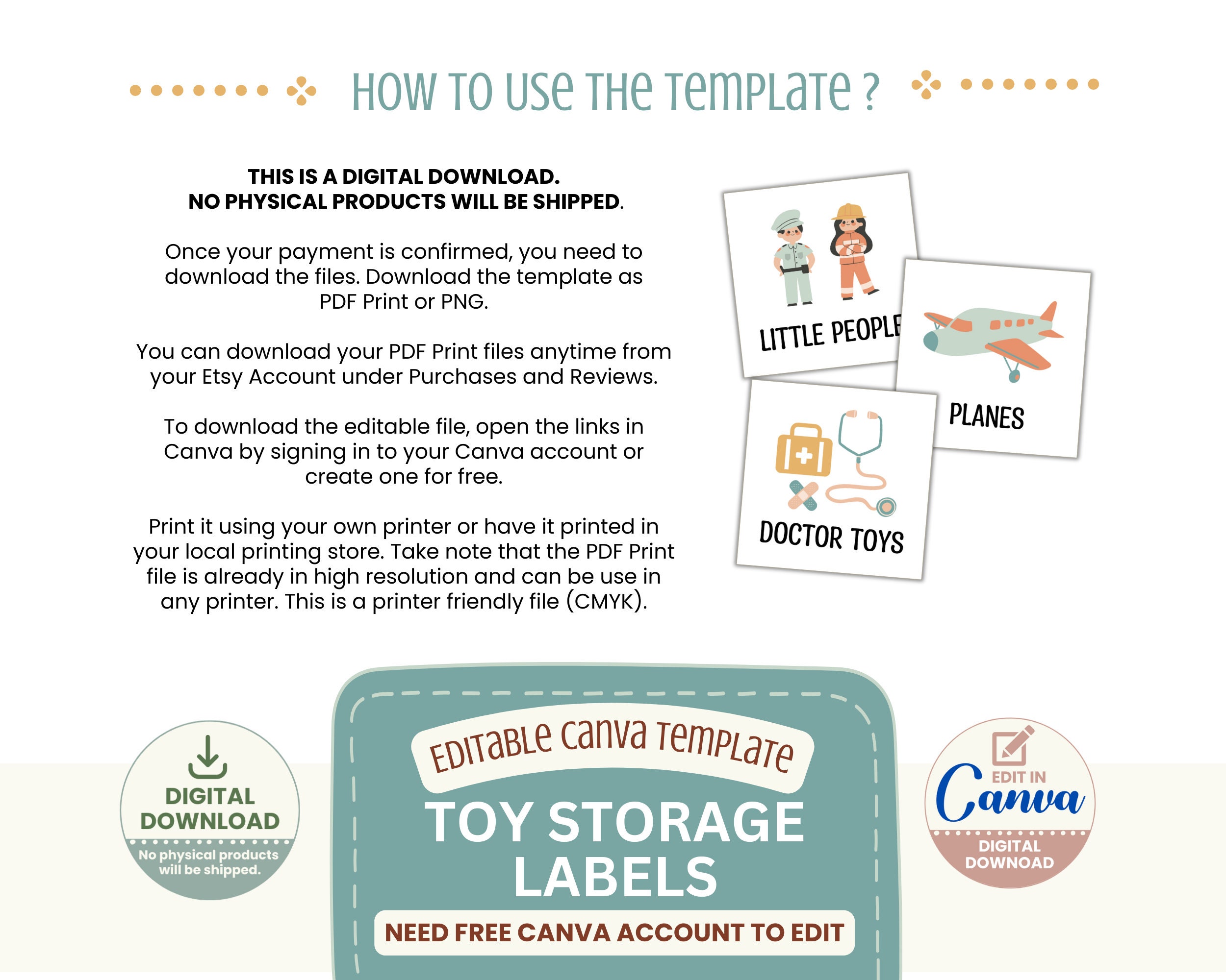 Printable Kids Toy Storage Labels, Editable Kids Toy Bin Labels ...