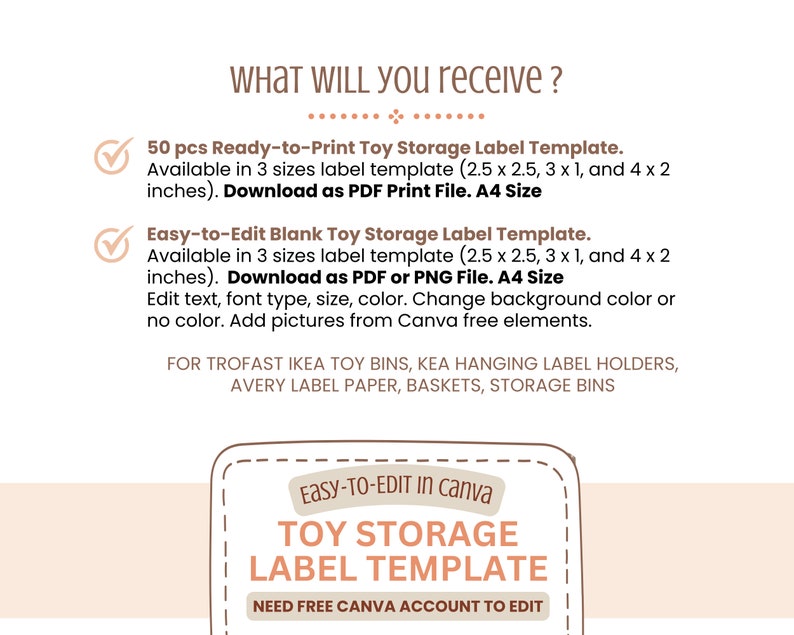 Printable Kids Toy Storage Labels, Editable Kids Toy Bin Labels