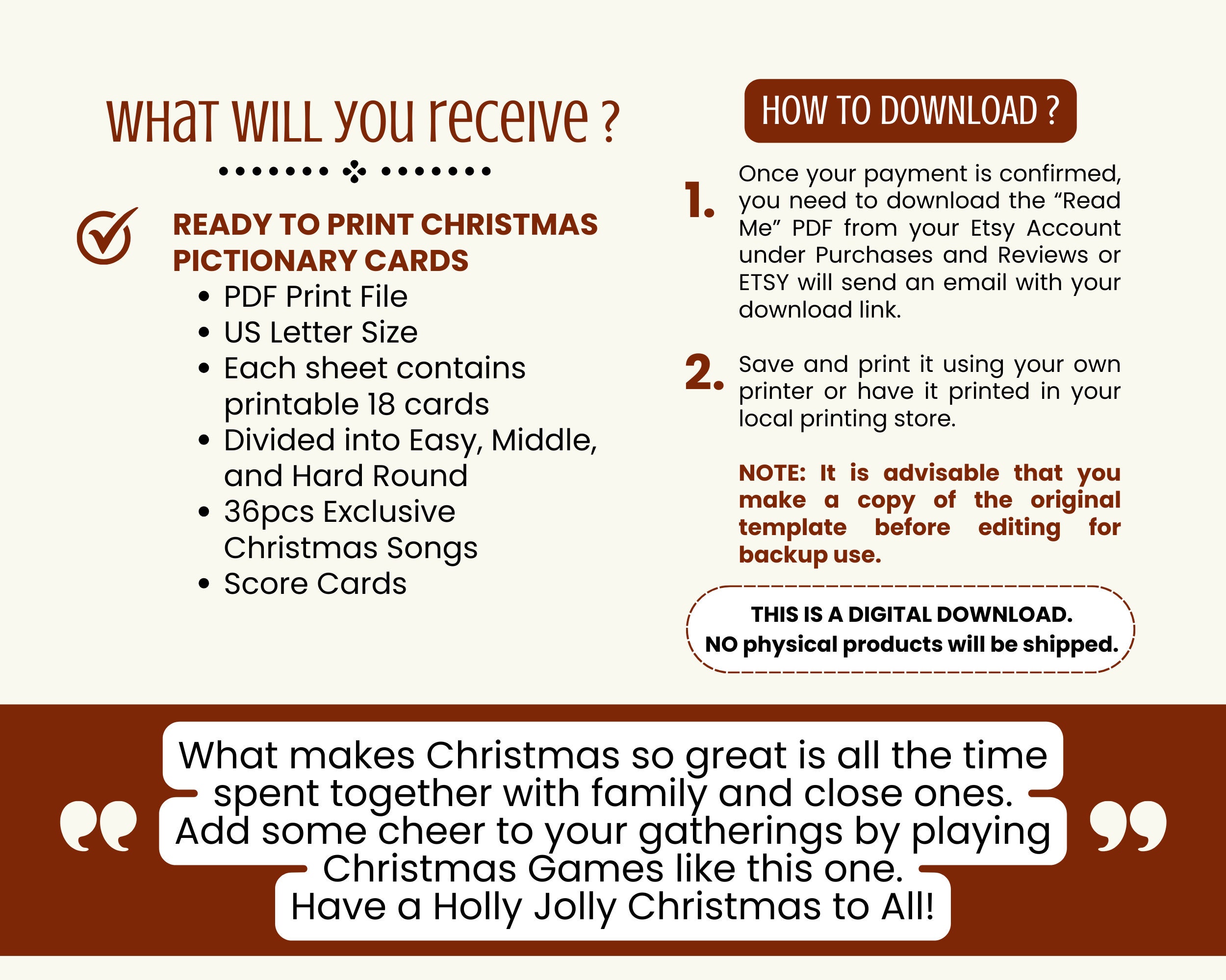 Christmas Pictionary Cards Printable, Christmas Pictionary Songs, Retro ...