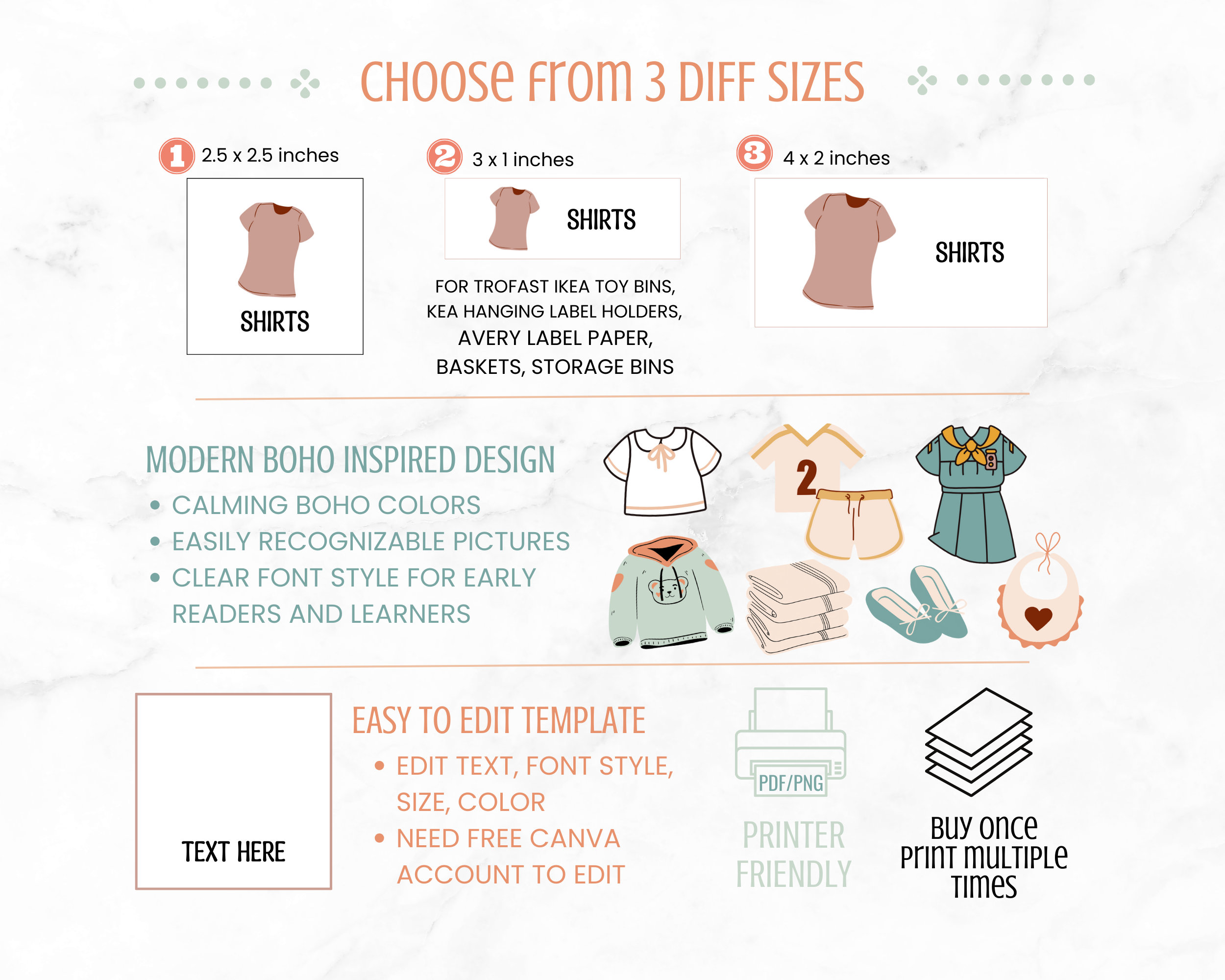 Editable Printable Storage Label Clothes for Kids With Pictures, Kids ...