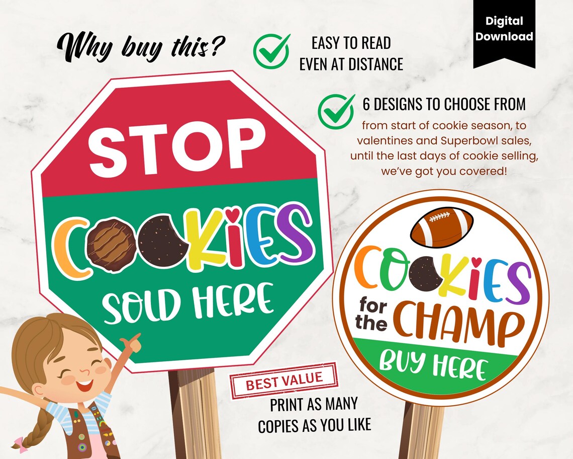 Scout Cookie Booth Display Signs Cookie Sale Poster ABC & LBB Cookie ...