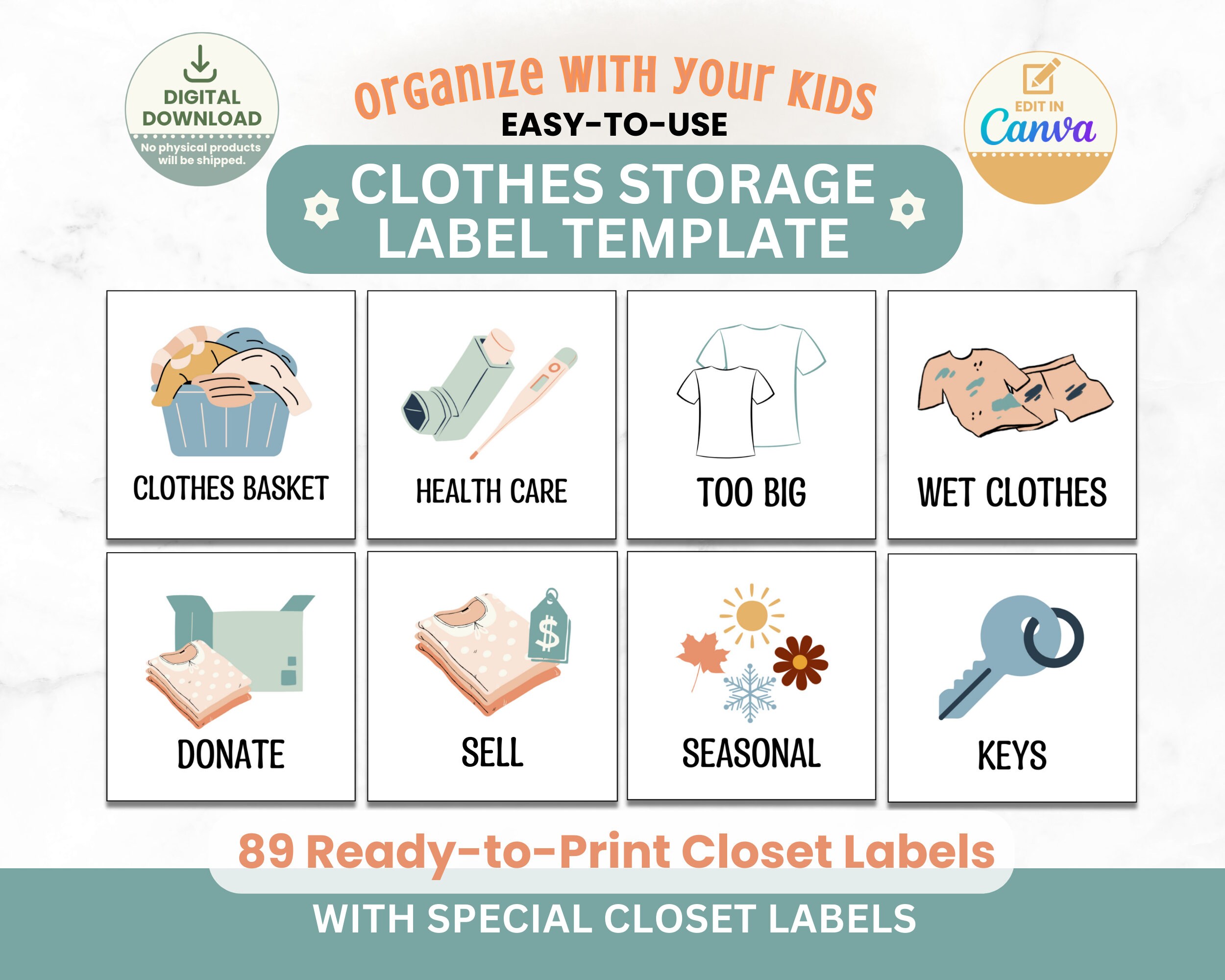 Editable Printable Storage Label Clothes for Kids With - Etsy