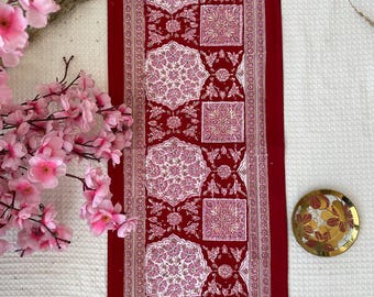 Hand Block Printed Cotton Table Runner: Floral Kitchen & Dining Decor