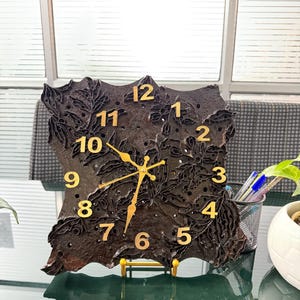 Handcrafted Vintage Wooden Block Clock – Unique Antique Style Wall/Table Decor