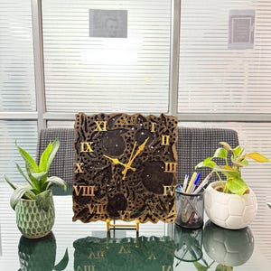 Handcrafted Vintage Wooden Block Clock – Unique Antique Style Wall/Table Decor