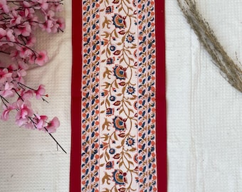 Hand Block Printed Cotton Table Runner: Floral Kitchen & Dining Decor