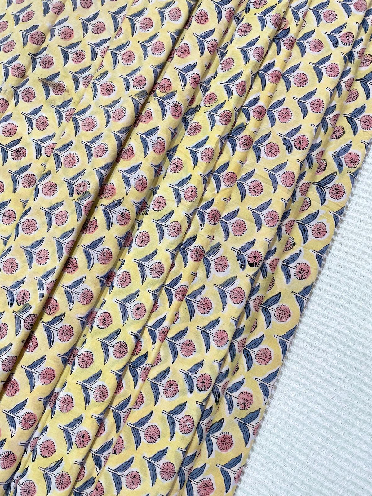 Indian Block Printed Cotton , Hand Made, India Jaipur 100% Cotton Cloth , Fabric by Yard, Dress Making Fabric