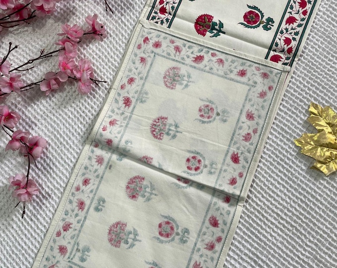 Hand Block Printed Cotton Table Runner: Kitchen & Dining Decor