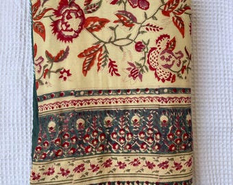 Hand Block Printed Cotton Dohar: Reversible Floral Quilt, Indian Razai