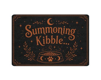 Summoning Kibble matmatta för husdjur | 12x18 matmatta, nyckfull häxig husdjursdekor