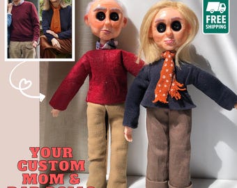 Custom Mom & Dad Dolls, Personalized Couple Figurines, Mother’s Day Gift, Trendy Fathers Day Gift, Anniversary Keepsake, Unique Family Decor