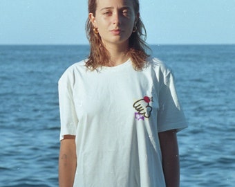 Unisex T-Shirt in White, 100% Organic Cotton, Screenprinted