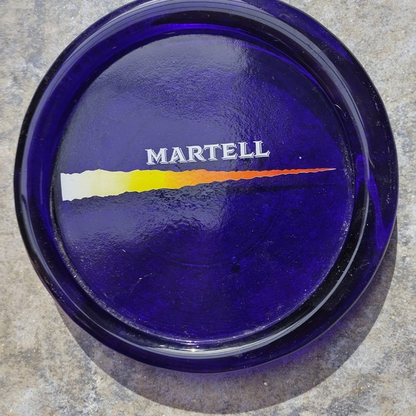 Large French Vintage Martell Cognac Publicity barware in blue glass in excellent condition.