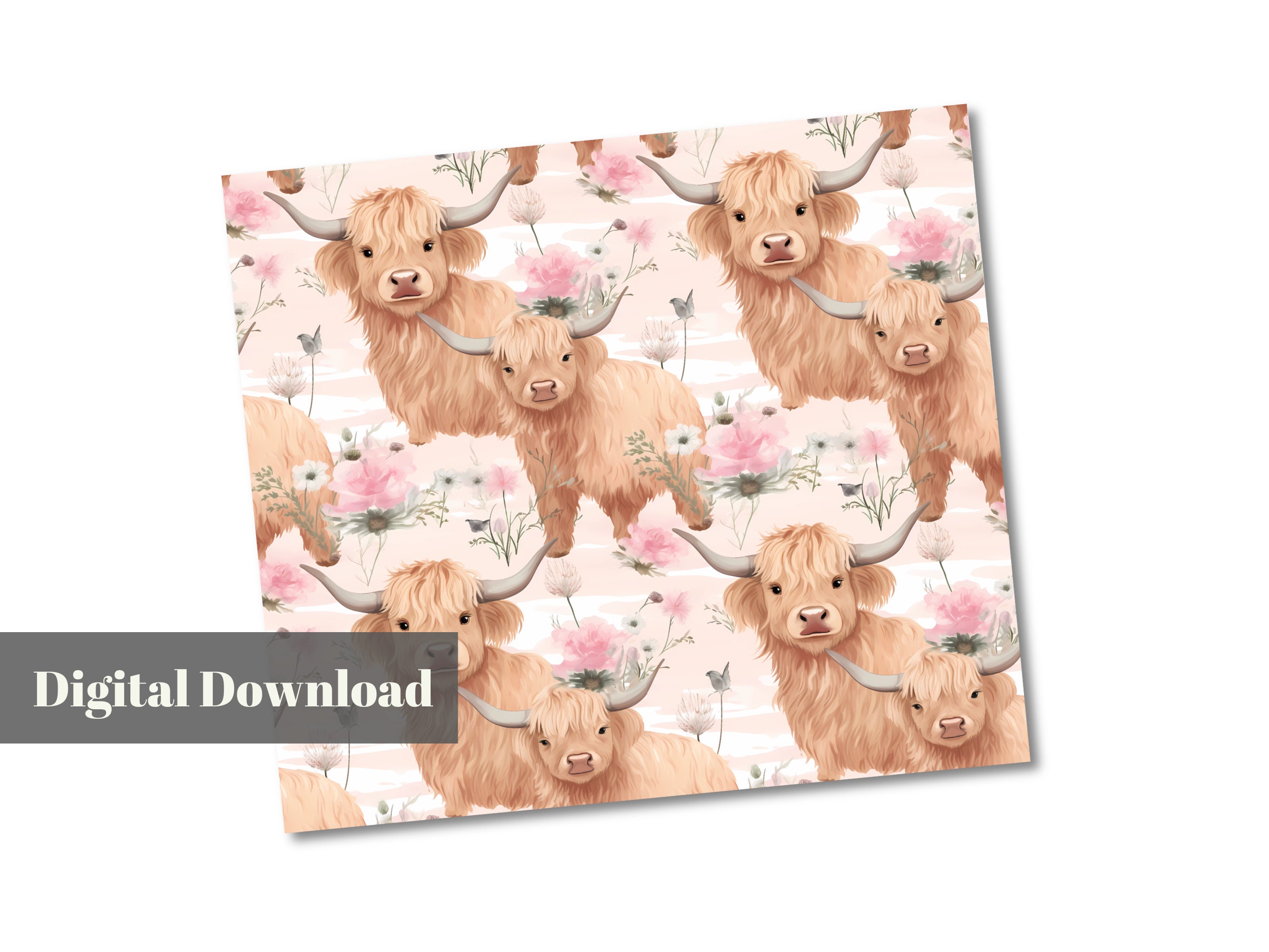 Highland Cow Tumbler Wrap, Sublimation Design Download PNG Farm 20 Oz ...