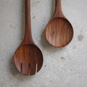 Handmade Walnut serving spoons. Natural and solid wood. Finished with coconut oil and beeswax, food safe