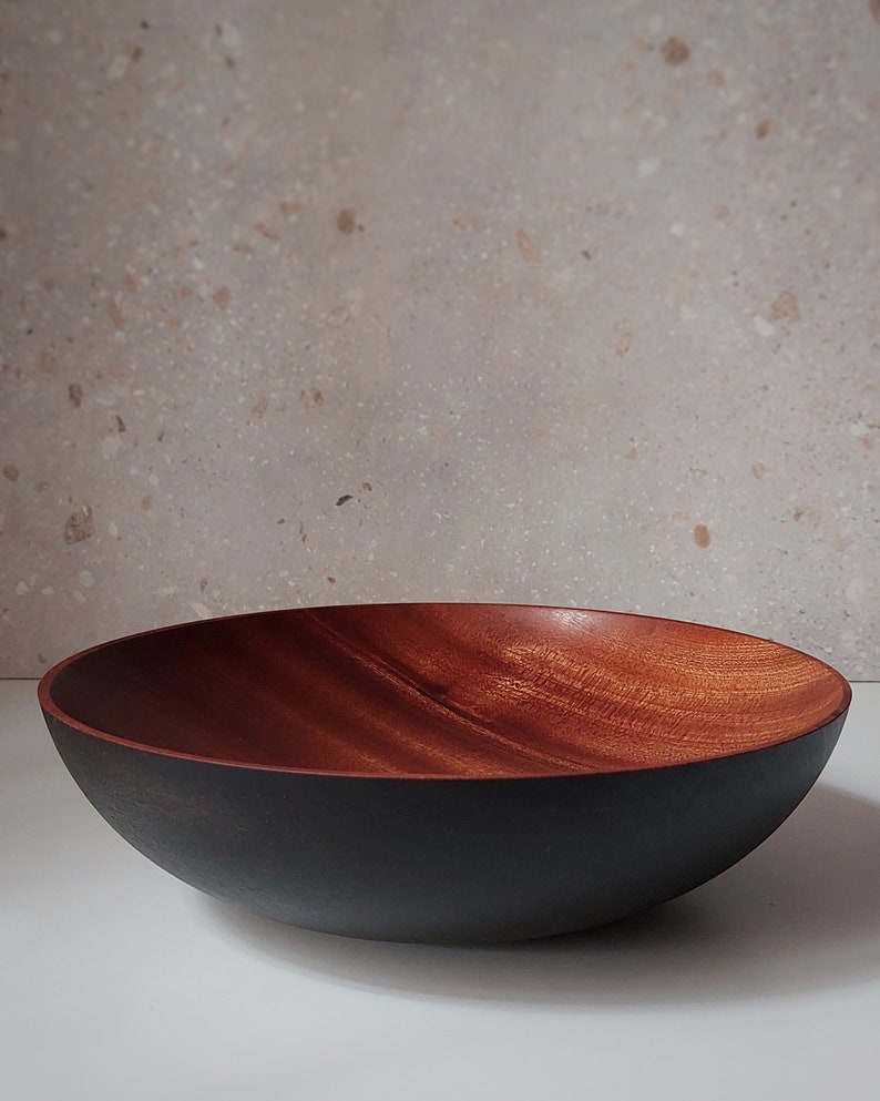 Ebonized Sapele bowl, Fruit bowl or decoration bowl. Unique and handmade bowl. It is a woodturning art piece that can be used. Finished with coconut oil and beeswax, food safe