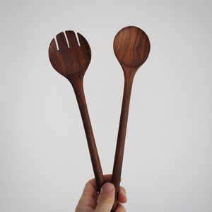 Wooden Serving Utensils Set, Handmade, Natural Wood, Food Safe, Unique and Special Gift image 3