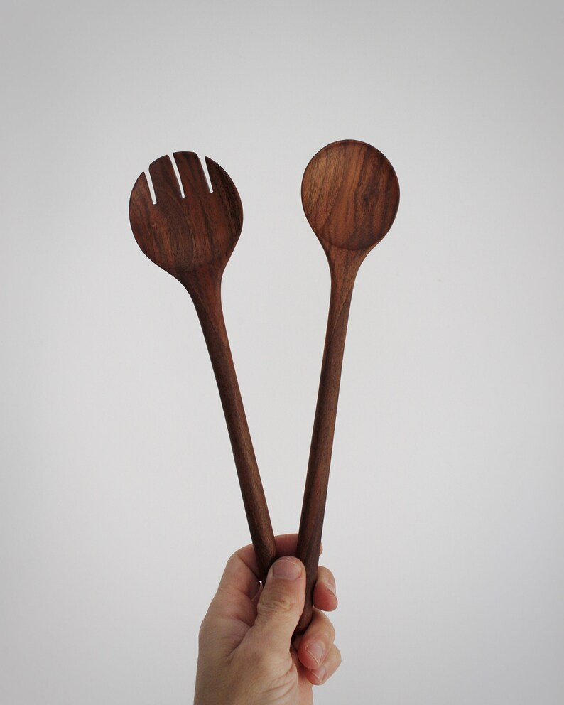 Wooden Serving Utensils Set, Handmade, Natural Wood, Food Safe, Unique and Special Gift image 3