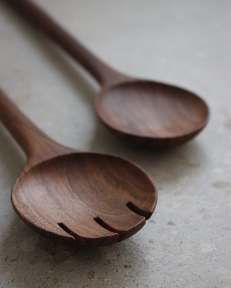 Wooden Serving Utensils Set, Handmade, Natural Wood, Food Safe, Unique and Special Gift image 6