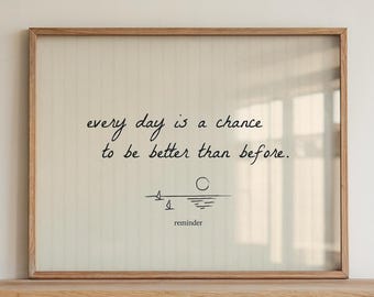 Daily Reminder Motivational Quote Printable Wall Art, Neutral Striped Beige Hand-Drawn Typography Poster, Above Bed Decor