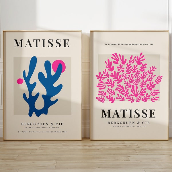 MATISSE Print Set Of 2 Prints Pink and Blue Matisse Print Set Matisse Poster, Matisse Art Print Set of 2 Matisse Prints gift for her