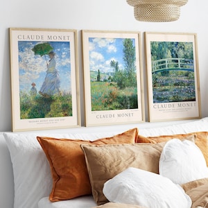 Claude Monet Set of 3 Landscape Art Prints, Monet Exhibition Poster,monet art print,Claude Monet Paintings, Vintage Painting, Digital Prints