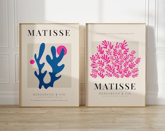 Zestaw 2 wydruków MATISSE Różowy i niebieski zestaw wydruków Matisse Plakat Matisse, zestaw 2 wydruków artystycznych Matisse prezent dla niej