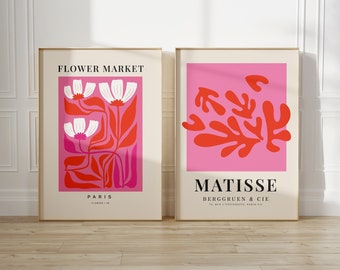 Henri Matisse Wall Art, Matisse Exhibition Art Posters, Zestaw 2 Wall Art, Paris Flower Market Poster, Floral Decor Posters, Abstract Print