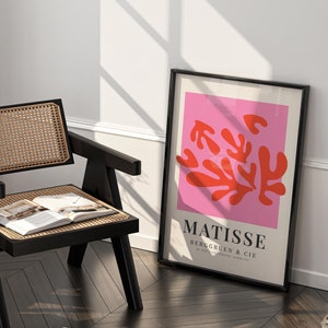 Poster une pièce Matisse rose avec découpes Matisse henri matisse, affiche esthétique Matisse, décoration moderne Mid-Century, art mural abstrait