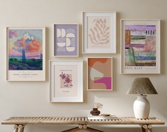 Trendy Gallery Set of 6 Wall Art Prints, set of 6 prints, Soft Pink Printable Wall Art Exhibition Poster Set gallery wall prints