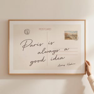 Paris ist immer eine gute Idee Vintage Postkarte Poster Trendy Wohnung Ästhetische Bar Warenkorb Dekor Horizontaler Druck Briefmarke Wandkunst, Zitat