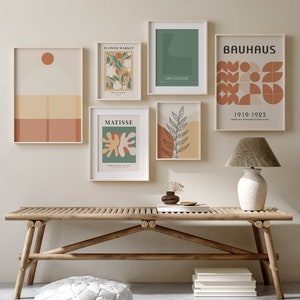 Tavelväggsset med 6 st, set med 6 tryck, Utställningsset med 6 tryck, Väggkonst Grön Matisse, Vackra tryck med blomstermarknaden, Gallerimixset,