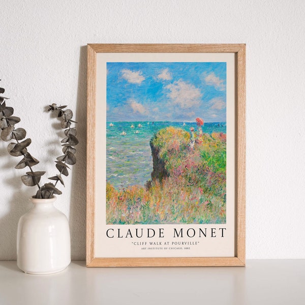 Claude Monet Wall Art Print, Cliff Walk at Pourville, Monet Exhibition Poster, Trendy DIGITAL DOWNLOAD, Landscape Print, Monet Wall Art