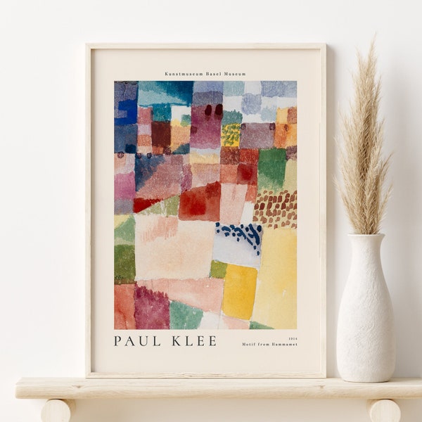 Paul Klee Motif from Hammamet 1914 Vintage Poster Colorful Art Print, Paul Klee Print, Paul Klee Painting, Museum Exhibition Poster,