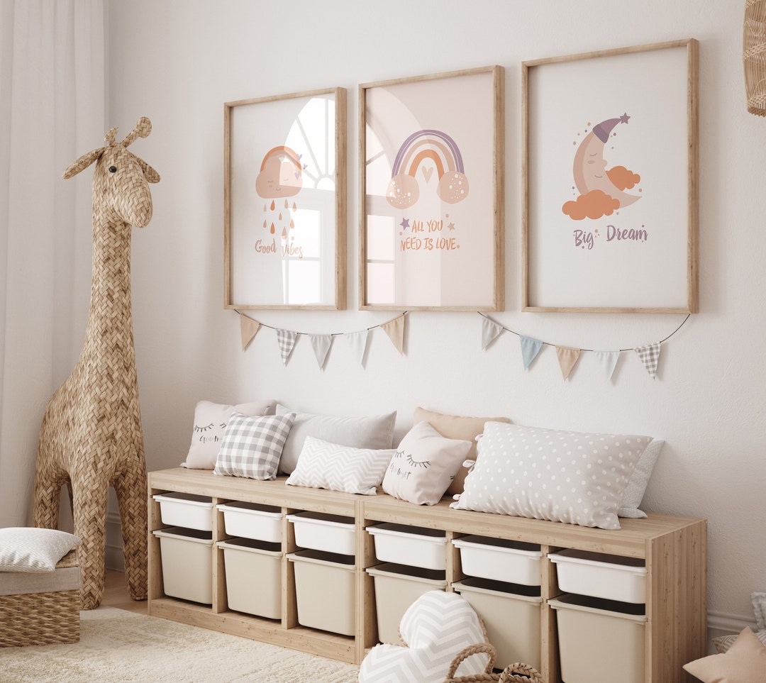 Neutral Nursery Wall Prints, Nursery Decor, Boho Nursery Prints, Set of