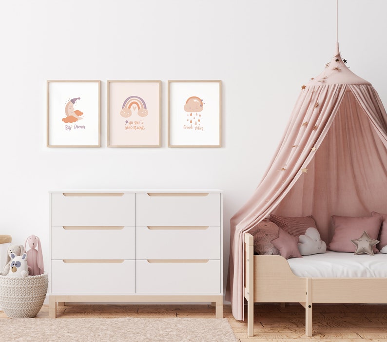 Neutral Nursery Wall Prints, Nursery Decor, Boho Nursery Prints, Set of