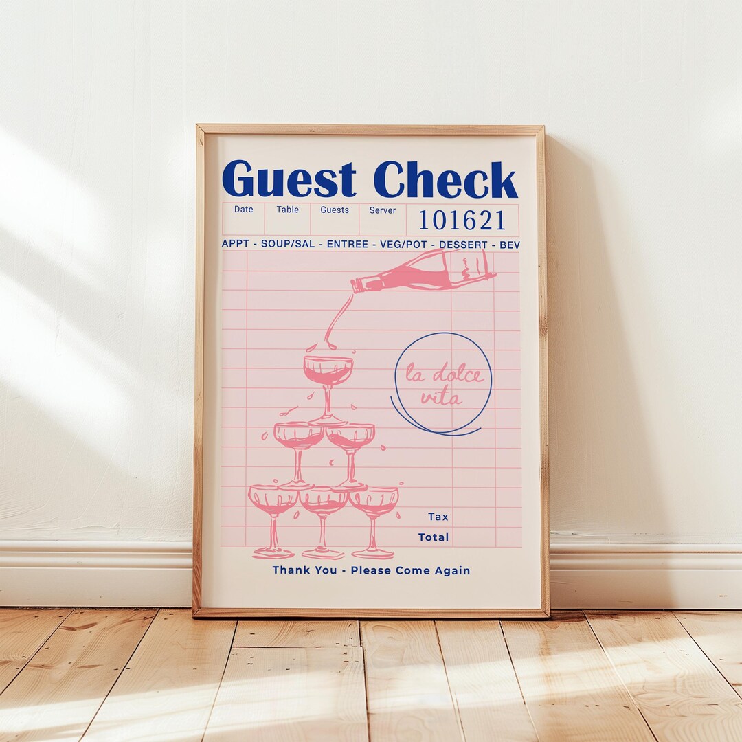 Trendy Blush Pink Guest Check Print Champagne Wall Art Bar Cart Poster ...