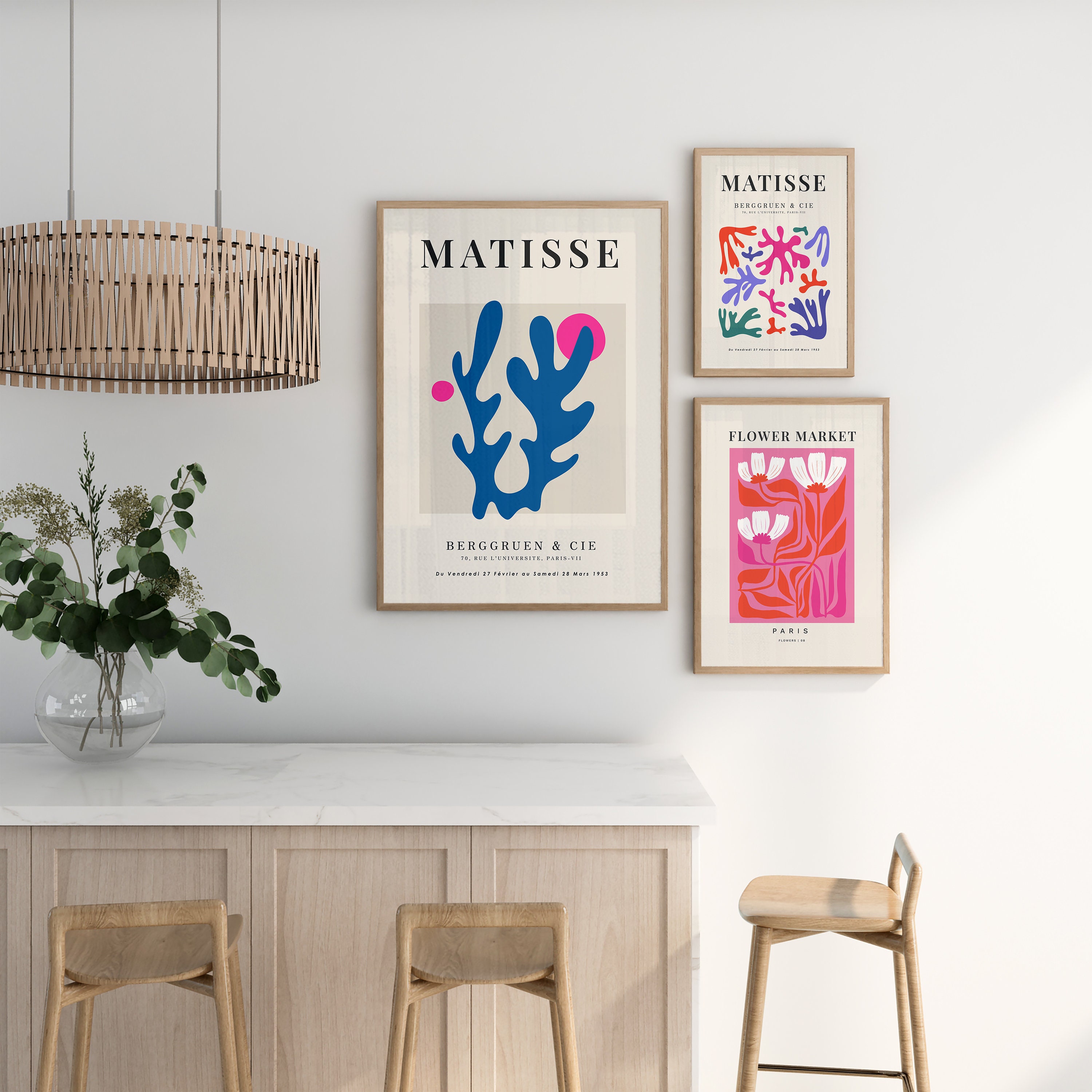 Blue Pink Wall Art Gallery Wall Art Paris Flower Market Etsy