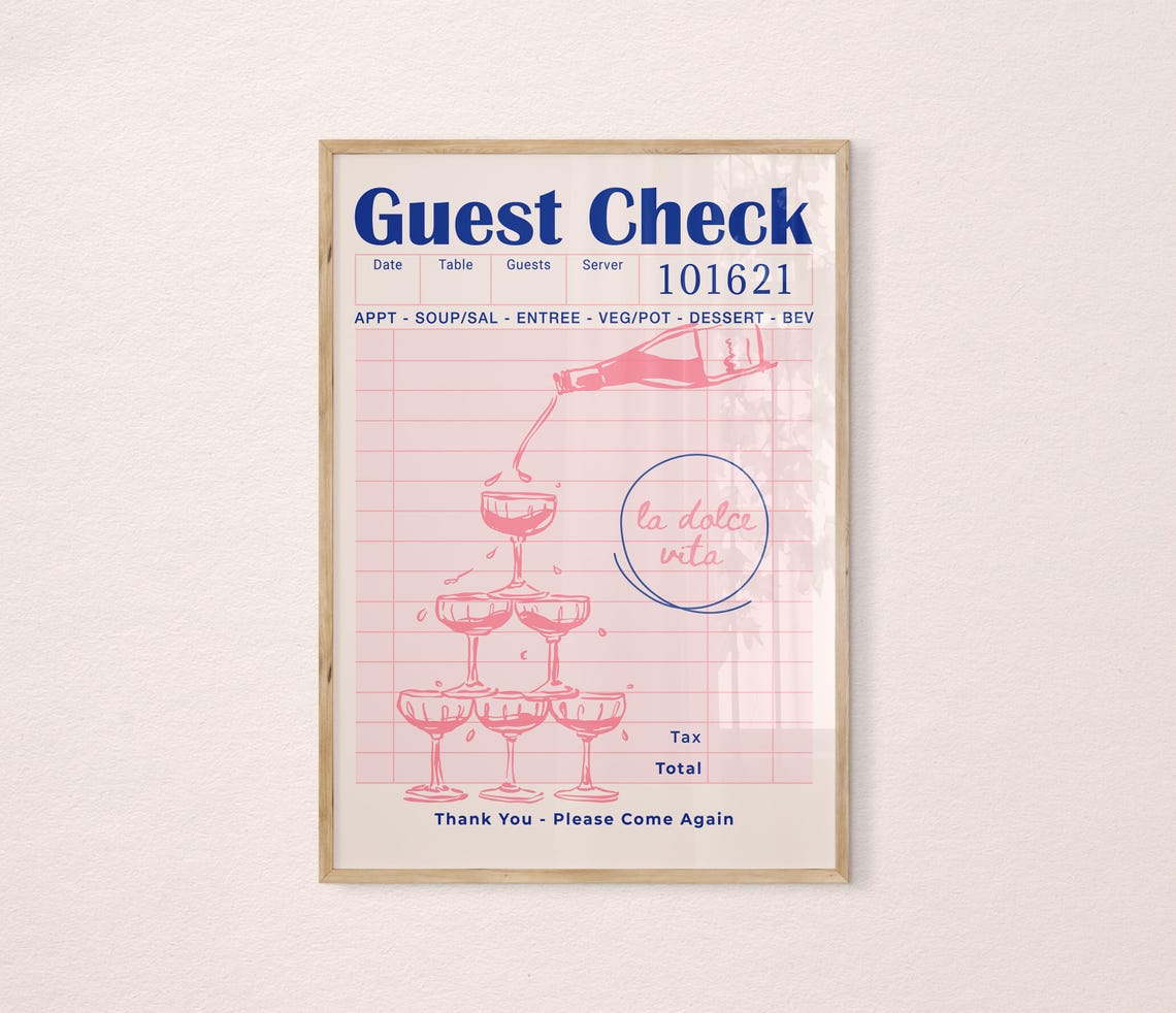 Trendy Blush Pink Guest Check Print Champagne Wall Art Bar Cart Poster ...